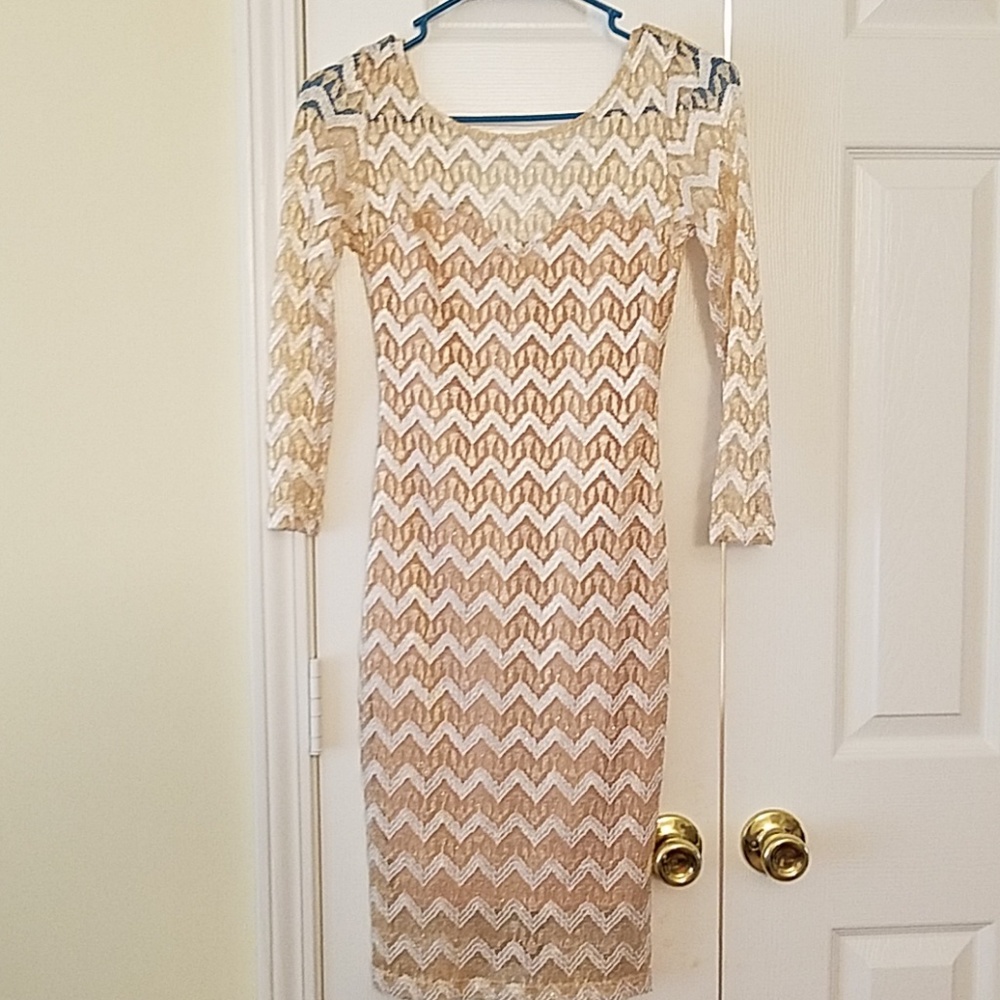 Gold and White Patterned Dress